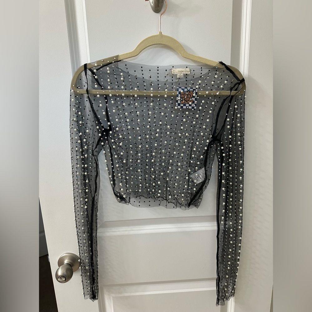 Dressed in Lala pearl mesh top NWT